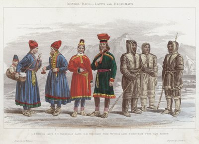 Race mongole, Lapons et Esquimaux (gravure en couleur) - J.L. (after) Williams