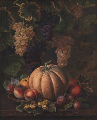 Divers fruits, y compris melon et raisins - J.L. Jensen
