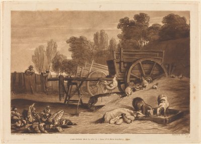 La Ferme avec le coq, publié en 1809 - Joseph Mallord William Turner