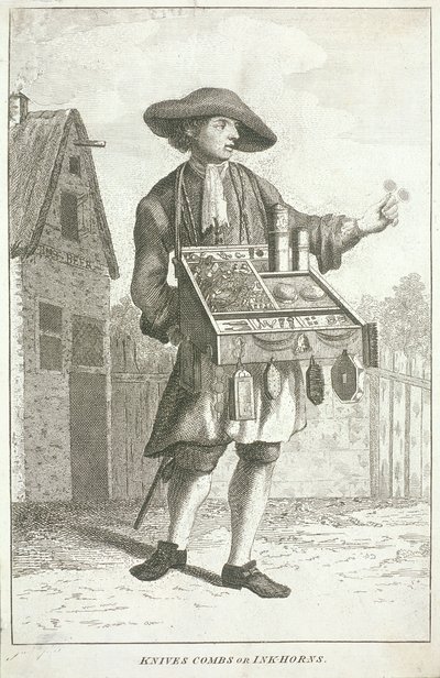 Couteaux, peignes ou encriers, Cris de Londres, vers 1750 - JM