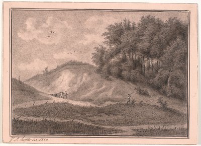 Terrain vallonné avec carrière de gravier et arbres - J.P. Møller