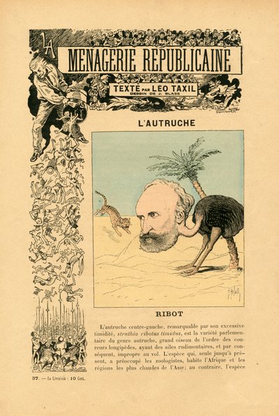 Ménagerie Républicaine Galerie humoristique des principaux personnages de la Troisième République, numéro 37, Satirique en Couleurs - J. (1847 1892) Blass