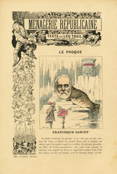 Illustration de J. Blass (1847-1892) dans Ménagerie Républicaine Galerie humoristique des principaux personnages de la Troisième République - J. (1847 1892) Blass