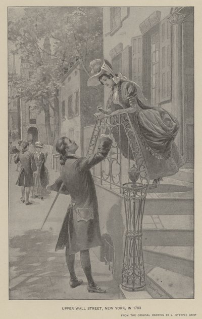 Upper Wall Street, New York, en 1783 - J. (after) Steeple Davis