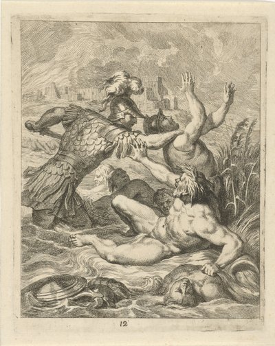 Achille combat le dieu fleuve Scamandre - J. Alexander Janssens