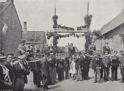 Foire du mât de Corby, chaises et poteaux pour les visiteurs - J. Benjamin Stone