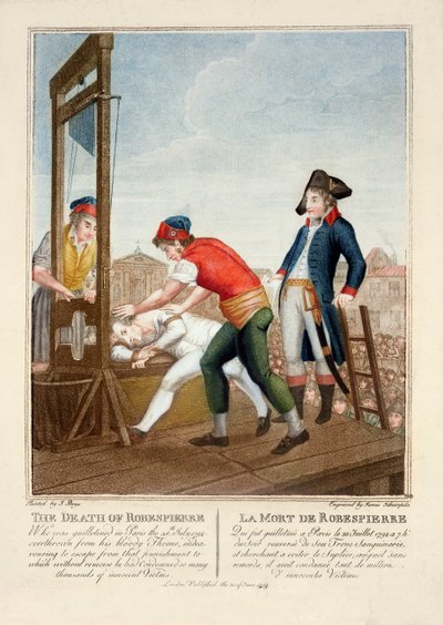 La mort de Robespierre (1758-94) 28 juillet 1794 gravée par James Idnarpila, publiée en 1799 - J. Beys