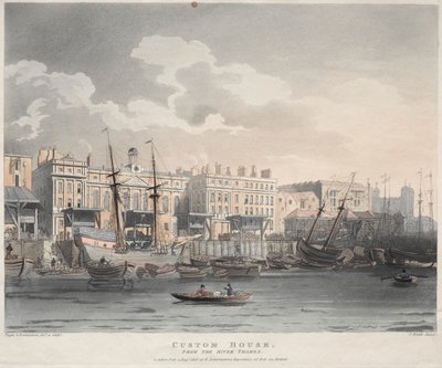 Douane, depuis la rivière Thames, 1808 - J. Bluck