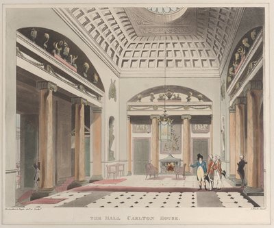 La salle Carlton House Microcosm of London, planche 15, 1er avril 1808 - J. Bluck
