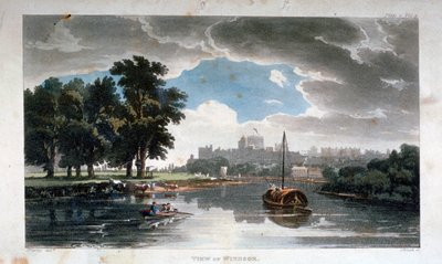 Vue de Windsor depuis la Tamise, Berkshire, vers 1820 - J Bluck
