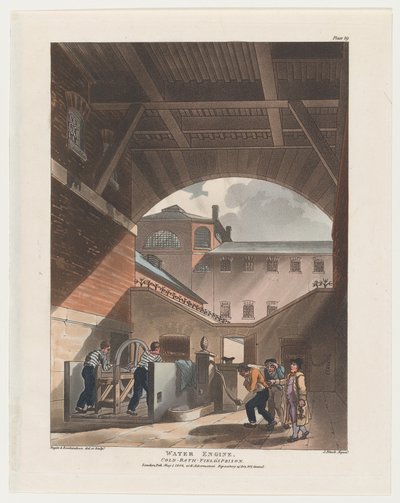 Moteur à eau, prison de Cold-Bath Field, 1808 - J. Bluck