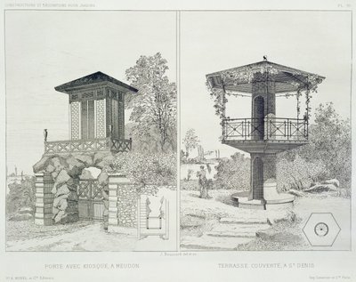 Portail avec kiosque, Meudon, et terrasse couverte, St. Denis, d