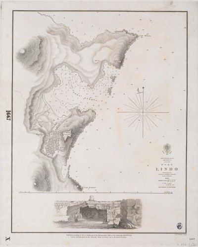 Archipel, Rhodes I., Port Lindo relevé par le capitaine Thomas Graves, HMS 