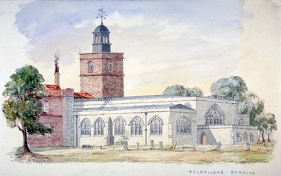 Église All Hallows-by-the-Tower, Londres, vers 1840 - J Cooke
