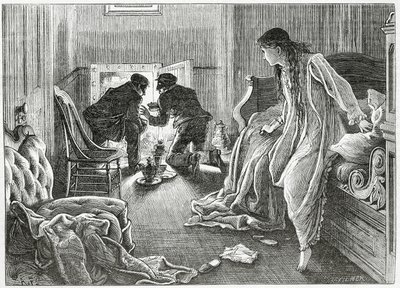 Je levai très doucement la main et tirai le poignard de sous mon oreiller, illustration pour une histoire de crime 