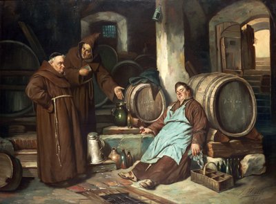 Moines dans une cave, 1873 - J. Haier