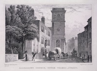 All Hallows the Great, Londres, vers 1829 - J Hinchcliff