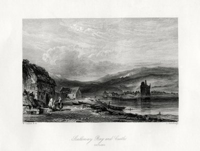 Baie et château de Scalloway, Zetland, 19e siècle - J. Horsburgh