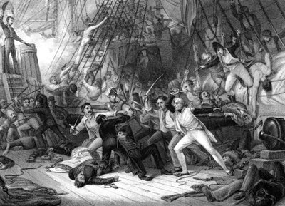 Nelson abordant le San Josef, Bataille du cap Saint-Vincent, 1797 - J. J. Crew