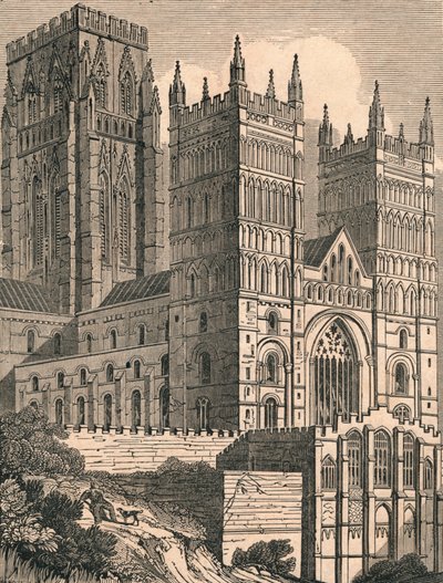 Vue nord-ouest de la cathédrale de Durham, vers 1843 - J. Jackson