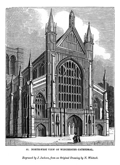 Vue nord-ouest de la cathédrale de Winchester, 1843 - J. Jackson