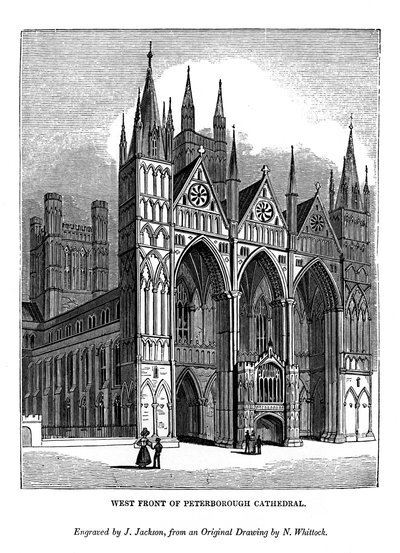 Façade ouest de la cathédrale de Peterborough, 1843 - J. Jackson