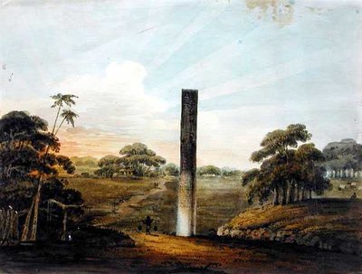 Le pilier pré-Asokan à Araraj, Nord Bihar - J. Lt HM 24th Regt Harris