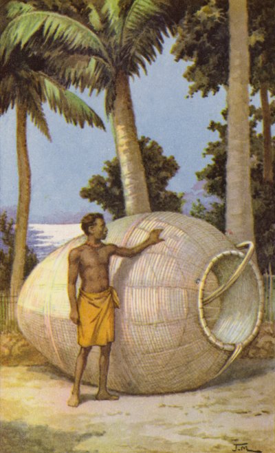 Homme de Nouvelle-Guinée avec piège à poissons - J. Macfarlane