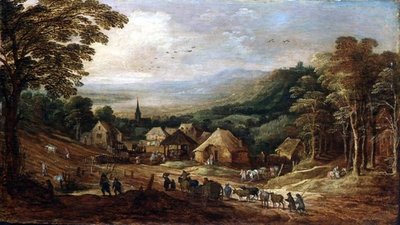 Paysage automnal avec paysans - J. and Momper J. de Brueghel