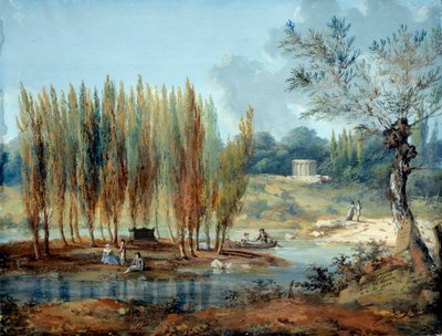 Vue de la tombe du philosophe suisse Jean-Jacques Rousseau à Ermenonville - J. Moreth
