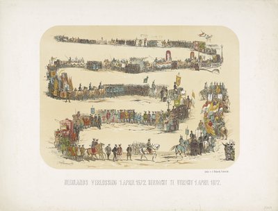 Libération des Pays-Bas le 1er avril 1572. Commémorée à Utrecht le 1er avril 1872 - J. Nikerk