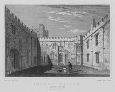 Château de Hornby, cour intérieure, Yorkshire - John Preston Neale