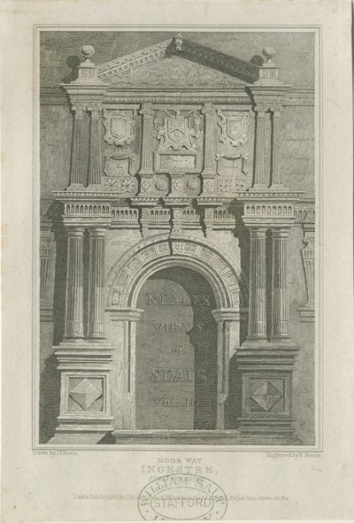 Ingestre Hall - Porte : gravure, vers 1821 - John Preston Neale