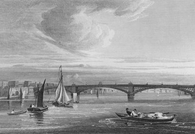 Nouveau pont de fer, sur la Tamise depuis Queen Street - John Preston Neale