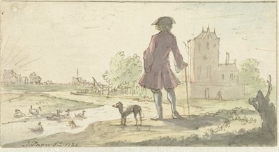 Homme avec chien près de l