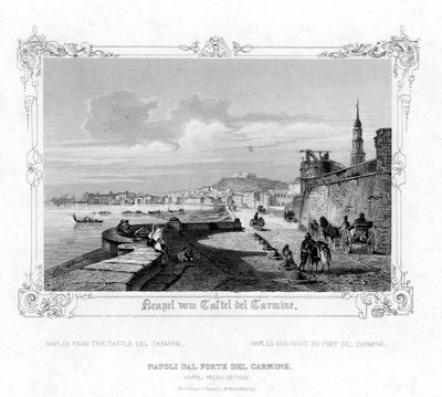 Naples depuis le château de Carmine, Italie, XIXe siècle - J. Poppel