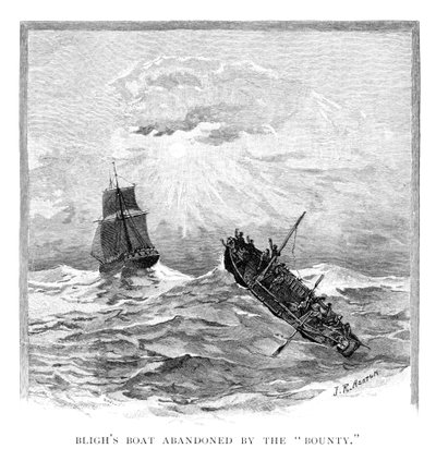 Le bateau du capitaine Bligh abandonné par le Bounty, 1789, 1886 - J. R. Ashton