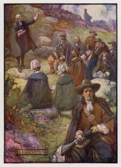 Sentinelles armées surveillant une réunion des Covenanters écossais, XVIIe siècle - J. R. Skelton