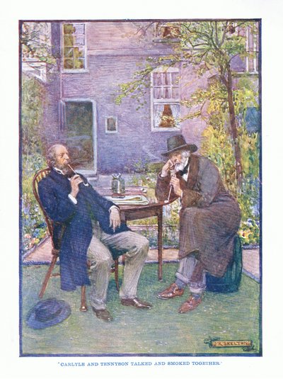 Carlyle et Tennyson parlaient et fumaient ensemble, de Littérature anglaise pub. par T C & EC Jack, vers 1920 - J. R. Skelton