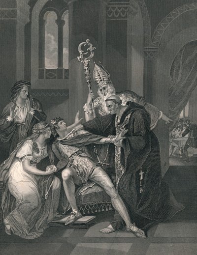 Edwy et Elgiva, milieu du 19e siècle - J. Rogers