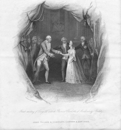 Première rencontre de George III avec la princesse Charlotte, 1761, milieu du 19e siècle - J. Rogers