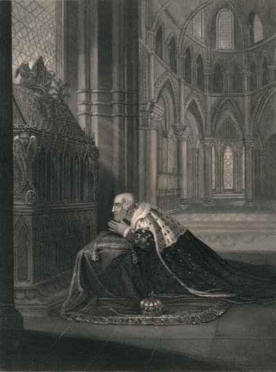 Louis VII, roi de France, devant la tombe de Becket, milieu du XIXe siècle - J. Rogers