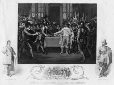 Oliver Cromwell 1599-1654 dissolvant le Long Parlement, 19e siècle - J. Rogers