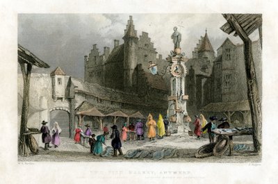 Le Marché aux Poissons, Anvers, Belgique, 19e siècle - J. Rogers