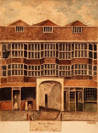 Auberge du Cerf Blanc, Bishopsgate Street, vers 1810 - J. Williams
