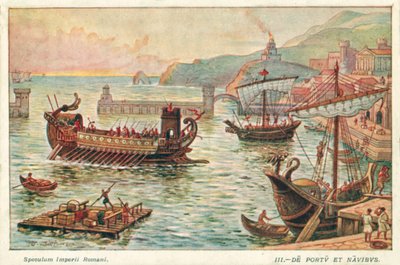 Port romain antique et navires - J. Williamson