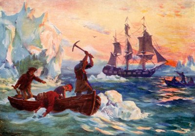 Expédition du capitaine Cook obtenant de la glace pour un approvisionnement en eau douce - J. Williamson