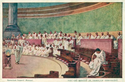 Cicéron attaquant Catilina au sénat de la Rome antique - J. Williamson