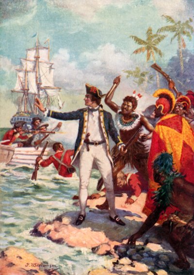 Mort du capitaine Cook, Hawaï en 1779 - J. Williamson