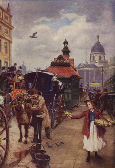 Le cocher et son cheval (lithographie en couleur) - J. Williamson